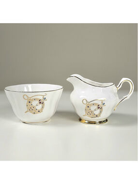 Vintage Royal Tara China Creamer & Sugar Bowl Set Tara Brooch Pattern Ireland